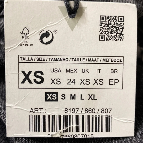 Zara NEW Black Wash High Rise Paper Bag Pleated Slouchy Tapered Mom Jeans Sz. XS - Picture 8 of 8